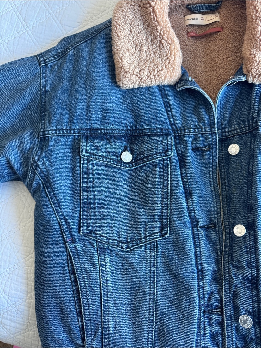 Anthropologie Pilcro women’s sherpa denim jacket - Picture 3 of 5